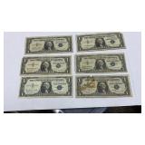 Currency (6) 1957 $1 Silver Certificate Notes
