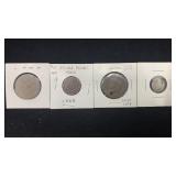 (4) Type Coins w/ hole or damage