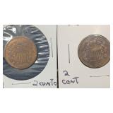 1864, 1865 Two Cents