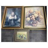 Three Framed Art Pieces, Various Styles