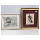 Two Framed Artworks: Needlepoint and Orchid Print