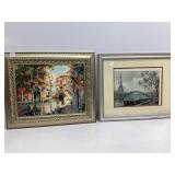 Framed Italian and French Scenery Pictures