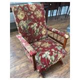 Wooden Rocking Chair With Floral Upholstery