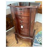 Wooden Jewelry Armoire with Mirror and Side Compar
