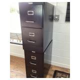 2 Black Metal Marnay Four-Drawer Filing Cabinets