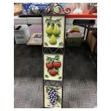 Metal Stand with Fruit-Themed Ceramic Tiles