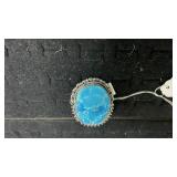 German Silver Size 8 Turquoise Sy. Ring