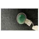German Silver Size 8 Green Onyx Ring