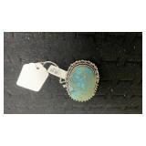 German Silver Size 9 Turquoise Sy. Ring
