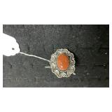 German Silver Size 8 Red Sun Stone Ring