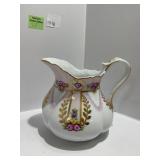 Hand-Painted Porcelain Pitcher with Gilded Accents