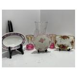 Pink Ceramic and Glass Tableware Lot