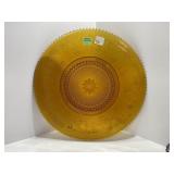 Amber Glass Plate With Intricate Pattern, 16 x 16