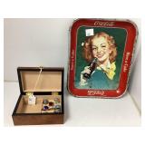Small Jewelry Box with Novelty Rings and Coca-Cola