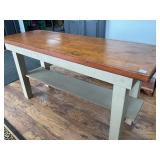 Wooden Work Table With Painted Base