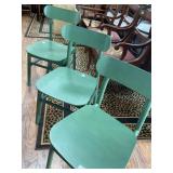 Three Green Wooden Chairs