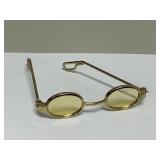 Small Gold-Tone Oval Glasses With Yellow Lenses
