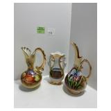 Three Decorative Ceramic Ewers