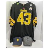Steelers Jersey and Two Hats: Cubs & West Virginia