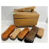 Wooden Shoe Care Box with Brushes and Polish