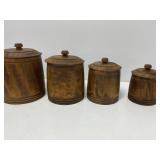 Four Wood and Ceramic Canisters