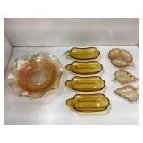 Amber and Iridescent Glass Tableware