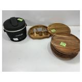 Crockpot Food Warmer, Cheese Set, and Wood Plates