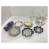 Porcelain Dishes, Glassware, and Decorative Bowl L