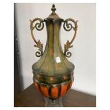 Decorative Metal Urn with Hinged Lid, 25 in Ht