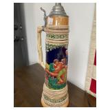Ceramic Beer Stein with Pewter Lid
