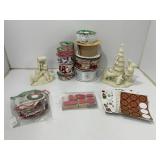Christmas Crafts Lot With Stamps, Ribbons, Figurin
