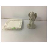 Ceramic Plates and Angel Figurine