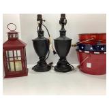 Decorative Lantern, Table Lamps, and Buckets Set
