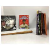 Baseball Memorabilia with Books, Plate, and Bat