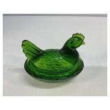 Green Glass Chicken Dish, Made in Taiwan,3 In