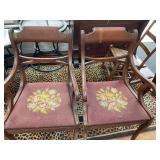 Wooden Armchairs with Floral Upholstery