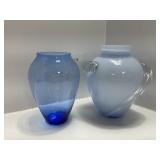 Blue Glass Vase and Pitcher