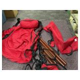 Red Nylon Hammock with Poles and Carry Bag
