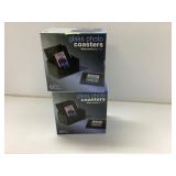 Glass Photo Coasters with Holder