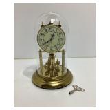 Anniversary Brass Mantel Clock with Glass Dome