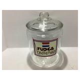 Clear Glass Cookie Jar With Lid and Fudge Brownies