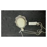 German Silver Mother of Pearl Pendant Necklace