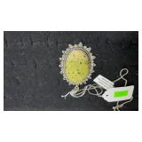 German Silver Stichtite Jasper Pendant Necklace