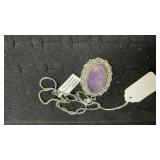 German Silver Amethyst Pendant Necklace