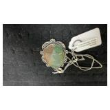 German Silver Mukaite Pendant Necklace