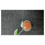 German Silver Size 8 Red Sun Stone Ring