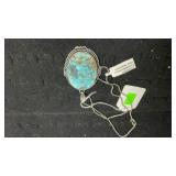 German Silver Turquoise Pendant Necklace