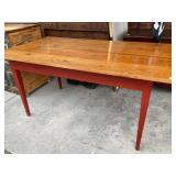 Pine Farm Table with Red Painted Base
