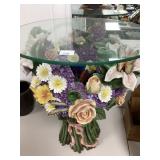 20-Inch Molded Poly Floral Table With Glass Top