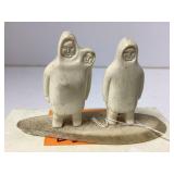 Carved Eskimo Figurines on Whale Bone Base